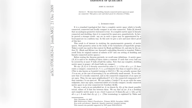 Existence of quasi-arcs