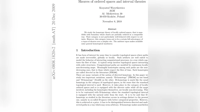 Sheaves of ordered spaces and interval theories