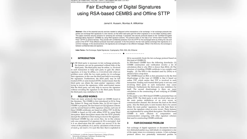 Fair Exchange of Digital Signatures using RSA-based CEMBS and Offline   STTP