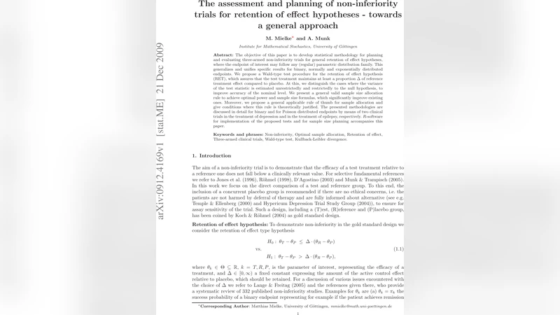 The assessment and planning of non-inferiority trials for retention of   effect hypotheses - towards a general approach