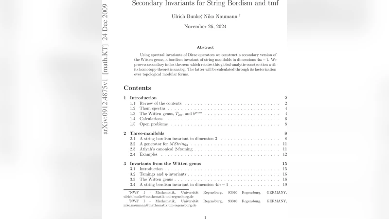 Secondary Invariants for String Bordism and tmf