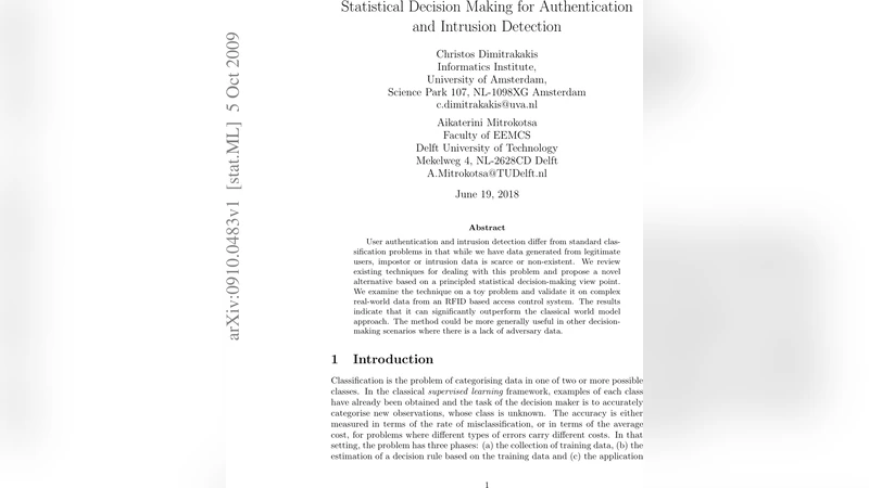 Statistical Decision Making for Authentication and Intrusion Detection