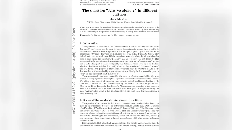 The question "Are We Alone?" in different cultures