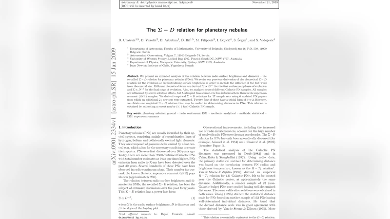 The Sigma - D relation for planetary nebulae