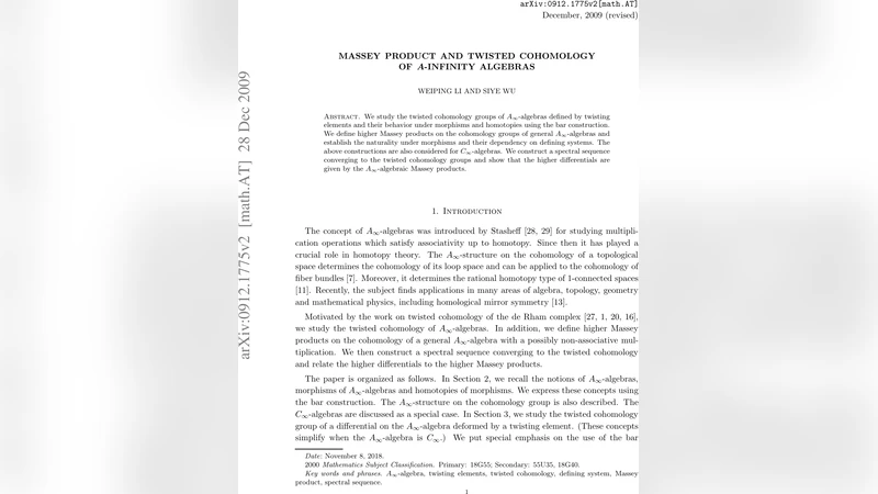 Massey Product and Twisted Cohomology of A-infinity Algebras