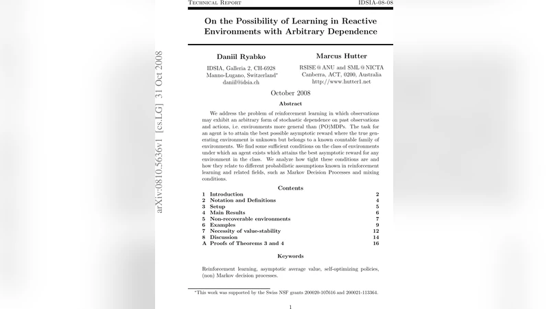 On the Possibility of Learning in Reactive Environments with Arbitrary   Dependence