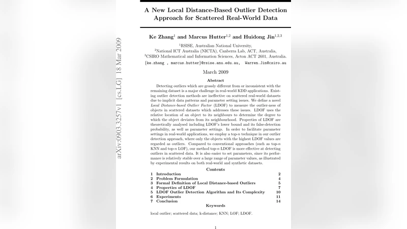 A New Local Distance-Based Outlier Detection Approach for Scattered   Real-World Data
