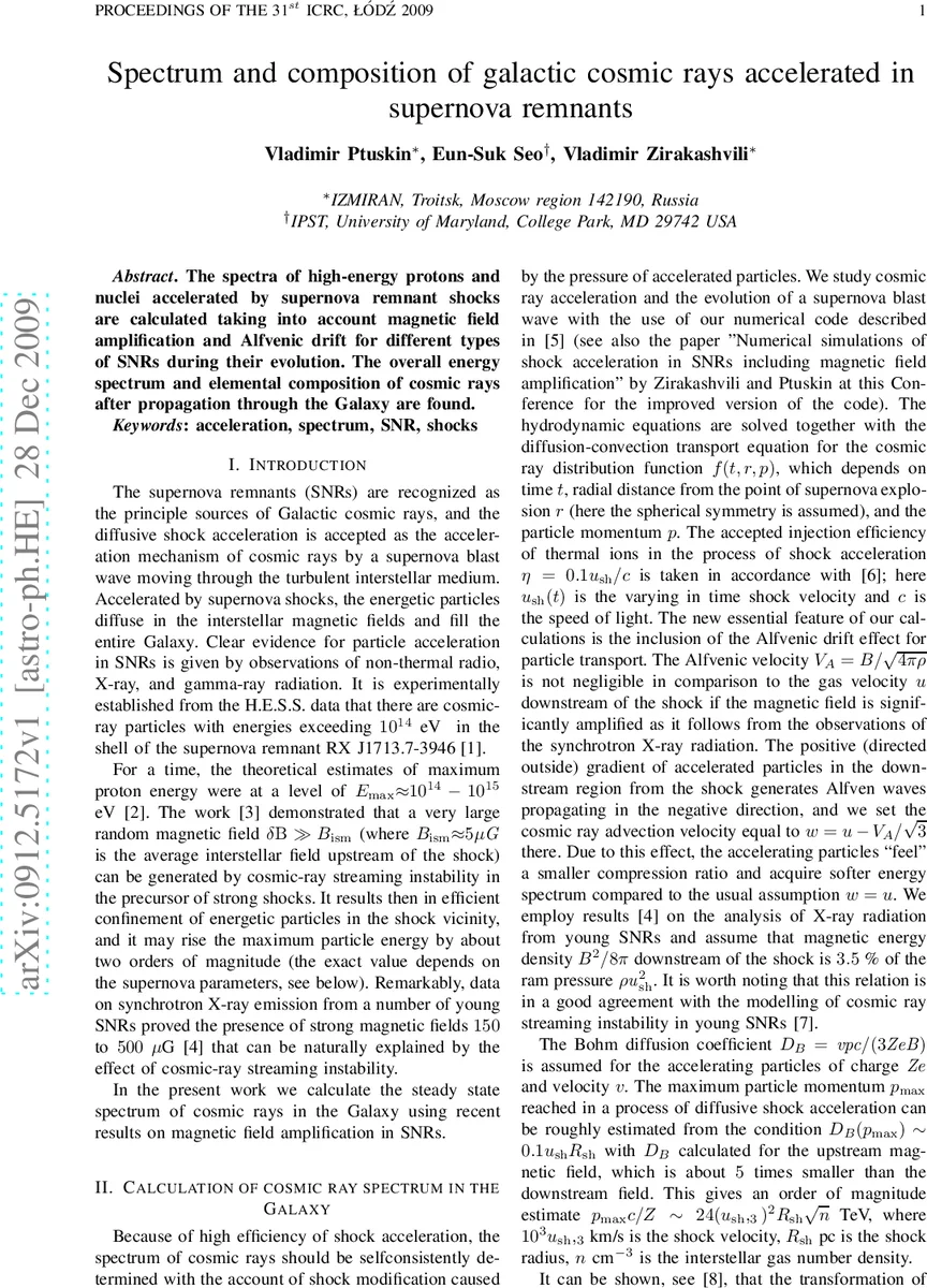 Spectrum and composition of galactic cosmic rays accelerated in   supernova remnants