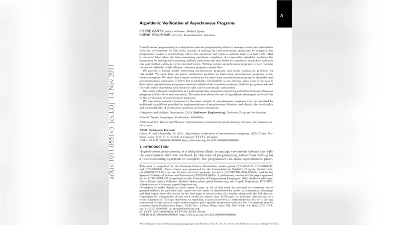 Algorithmic Verification of Asynchronous Programs