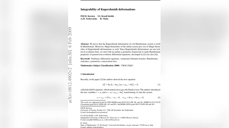 Integrability of Kupershmidt deformations