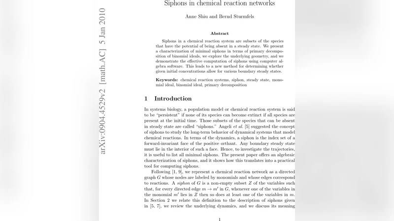 Siphons in chemical reaction networks