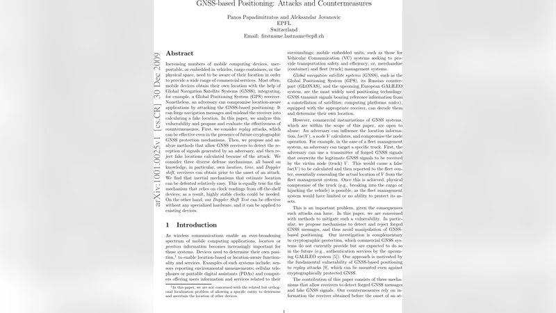 GNSS-based positioning: Attacks and Countermeasures