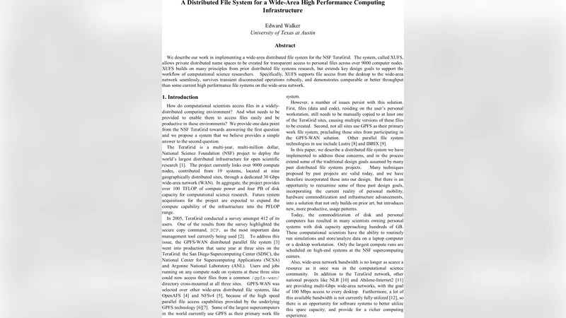 A distributed file system for a wide-area high performance computing   infrastructure