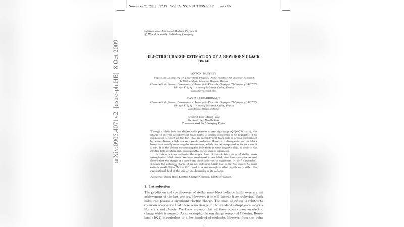 Electric charge estimation of a new-born black hole
