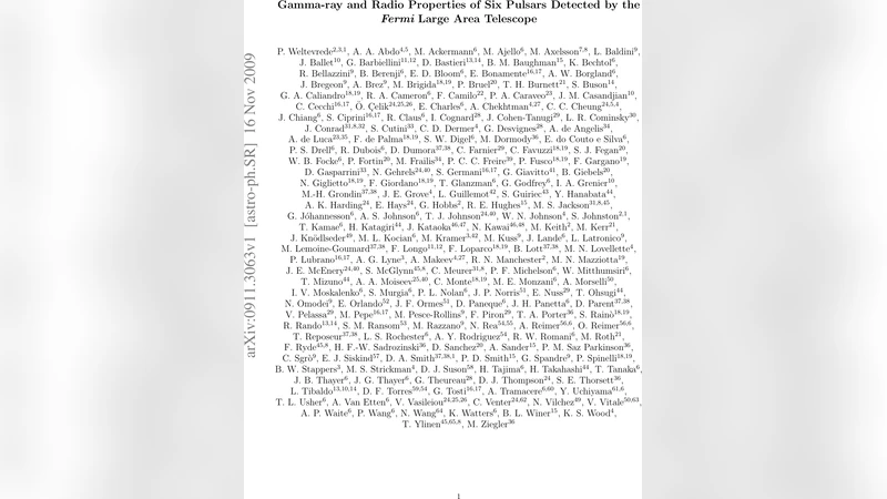 Gamma-ray and Radio Properties of Six Pulsars Detected by the Fermi   Large Area Telescope