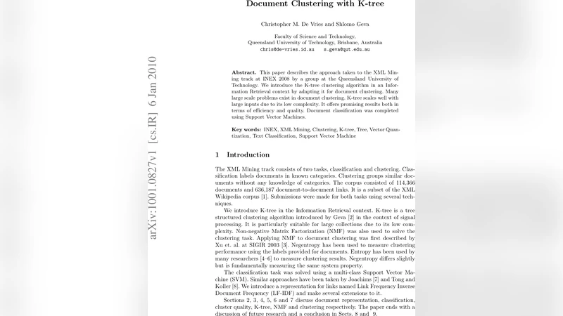 Document Clustering with K-tree