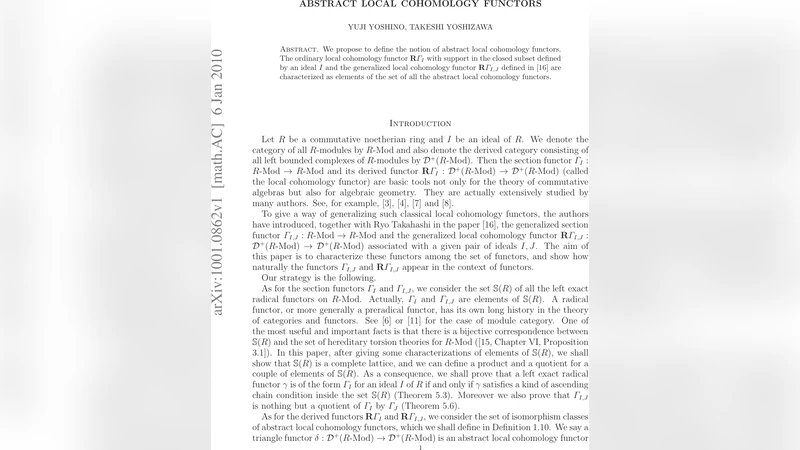 Abstract local cohomology functors