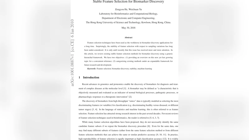 Stable Feature Selection for Biomarker Discovery