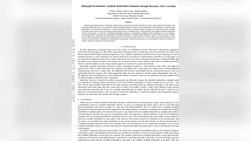 Multi-path Probabilistic Available Bandwidth Estimation through Bayesian   Active Learning