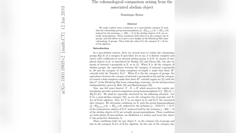 The cohomological comparison arising from the associated abelian object