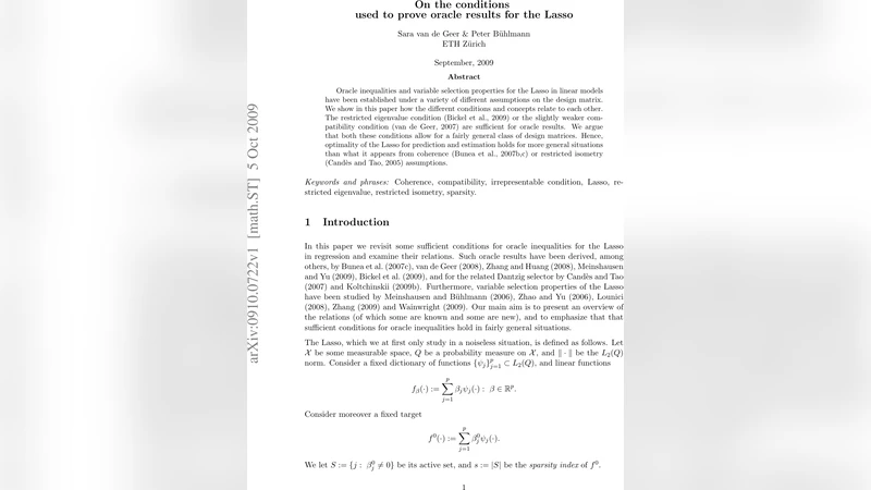 On the conditions used to prove oracle results for the Lasso