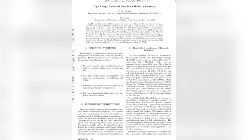 High Energy Radiation from Black Holes: A Summary