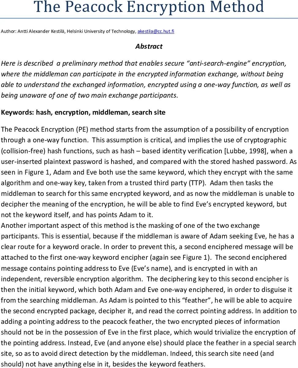 The Peacock Encryption Method