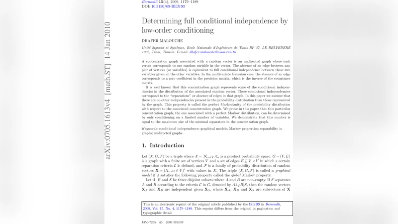 Determining full conditional independence by low-order conditioning