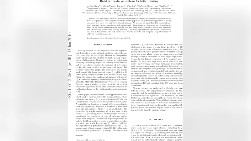 Building reputation systems for better ranking