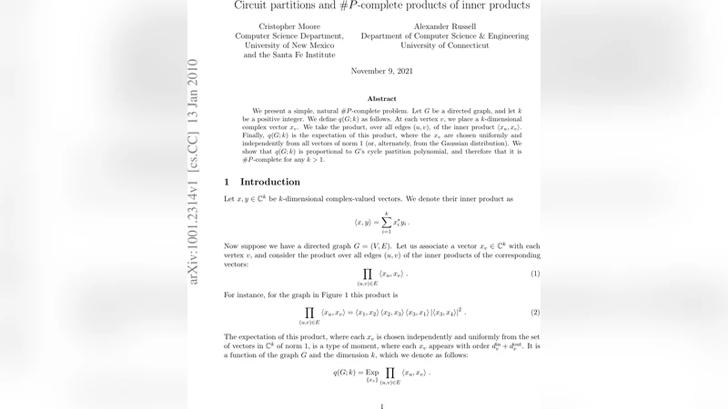 Circuit partitions and #P-complete products of inner products