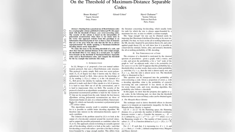 On the Threshold of Maximum-Distance Separable Codes