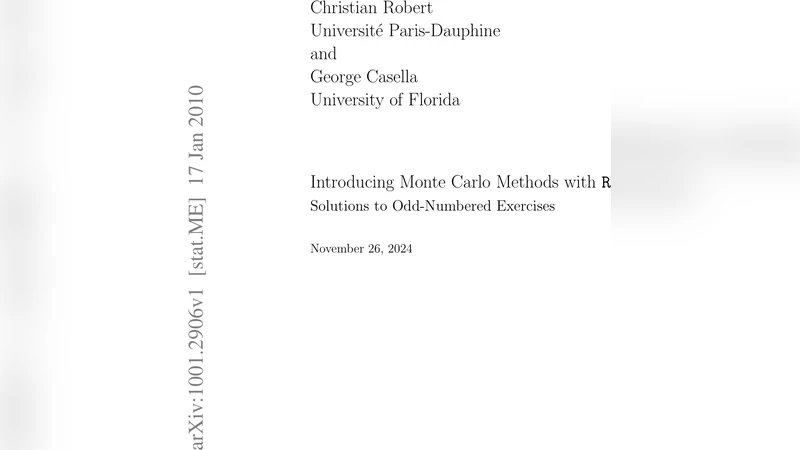Introducing Monte Carlo Methods with R Solutions to Odd-Numbered   Exercises