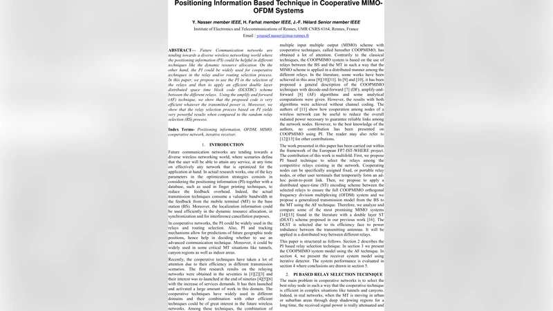 Positioning based information technique in cooperative MIMO-OFDM systems