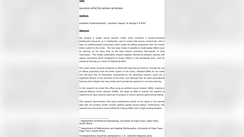 Salience-Affected Neural Networks