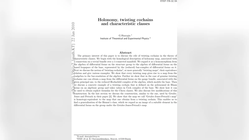 Holonomy, twisting cochains and characteristic classes