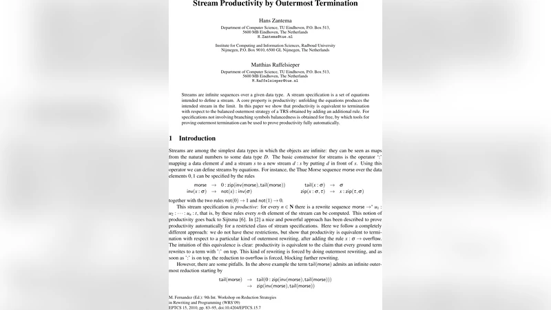 Stream Productivity by Outermost Termination