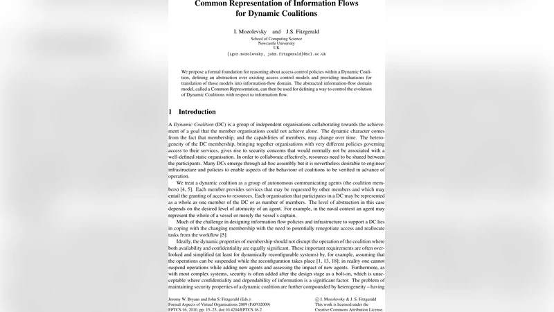 Common Representation of Information Flows for Dynamic Coalitions