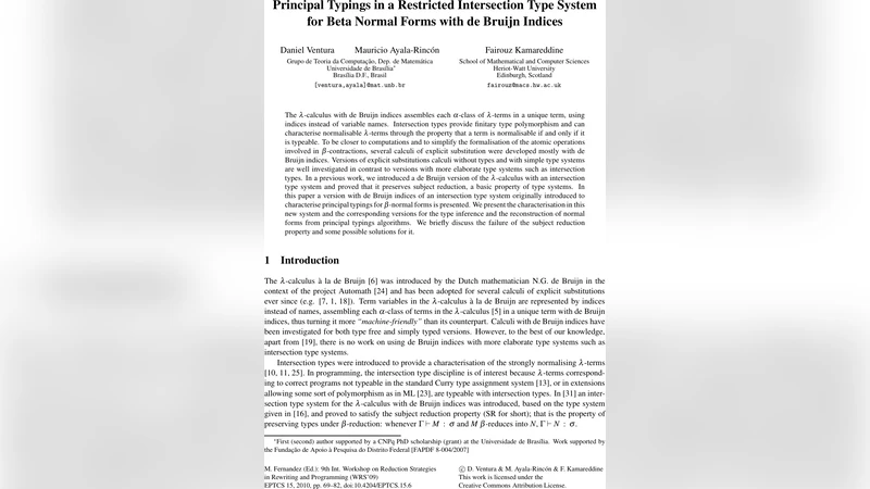Principal Typings in a Restricted Intersection Type System for Beta   Normal Forms with De Bruijn Indices
