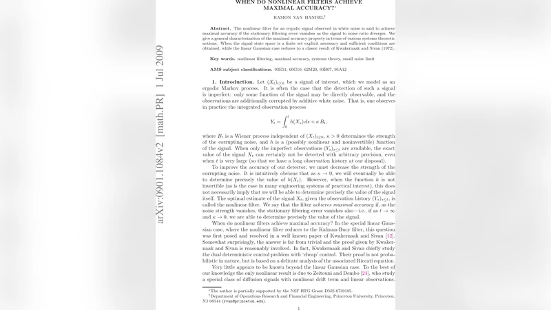 When do nonlinear filters achieve maximal accuracy?