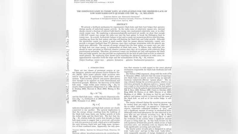 The Eddington Limit in Cosmic Rays: An Explanation for the Observed Lack   of Low-Mass Radio-Loud Quasars and the M_{BH}-M_{Bulge} Relation