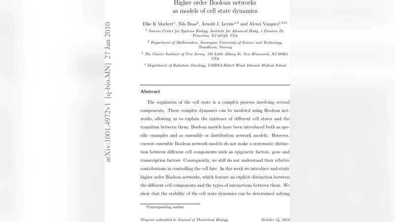 Higher Order Boolean networks as models of cell state dynamics