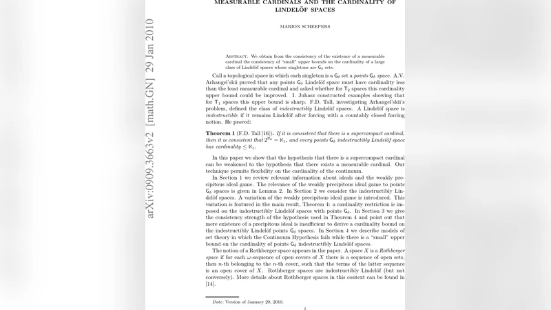 Measurable cardinals and the cardinality of Lindel"of spaces