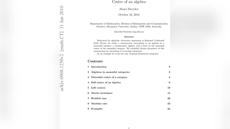 Centre of an algebra