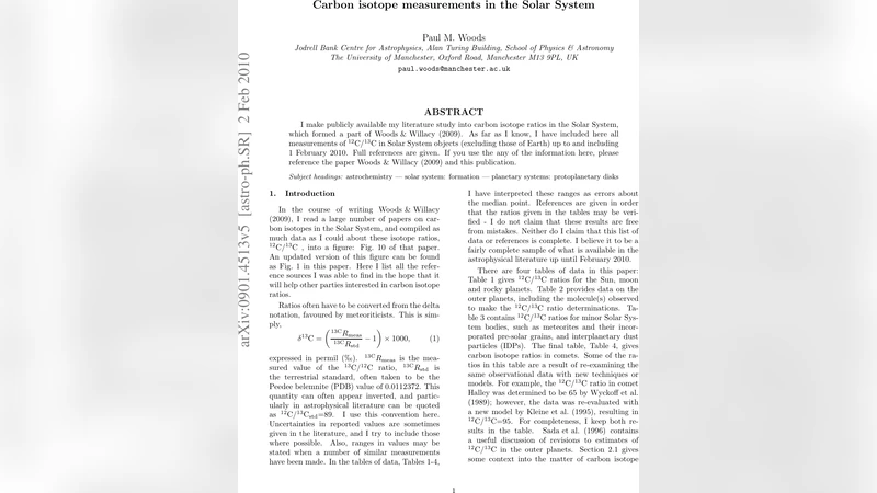 Carbon isotope measurements in the Solar System