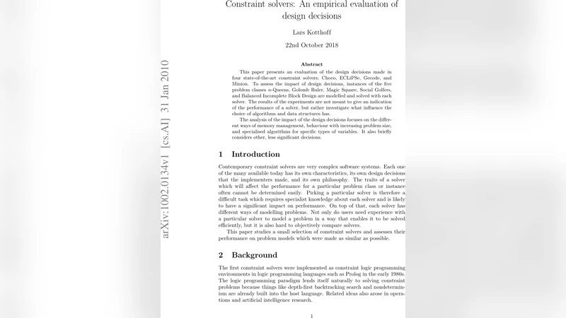 Constraint solvers: An empirical evaluation of design decisions