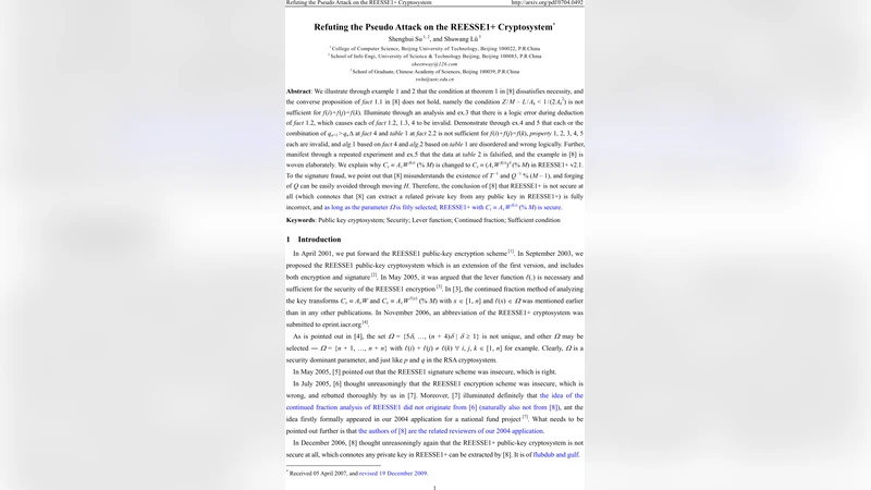 Refuting the Pseudo Attack on the REESSE1+ Cryptosystem