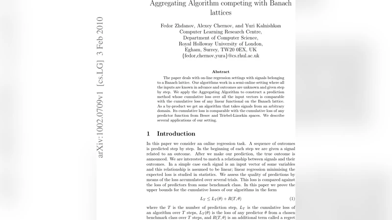 Aggregating Algorithm competing with Banach lattices