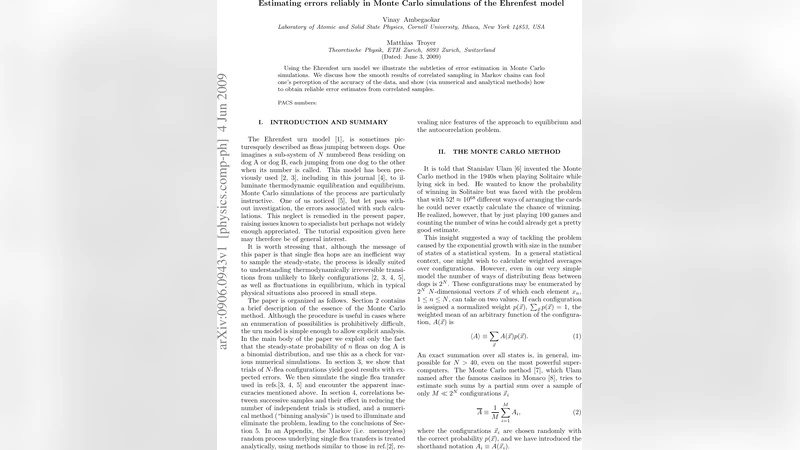 Estimating errors reliably in Monte Carlo simulations of the Ehrenfest   model