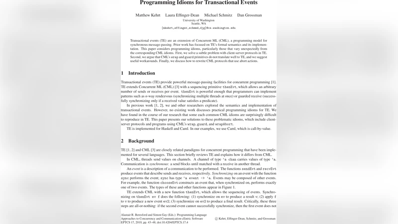 Programming Idioms for Transactional Events