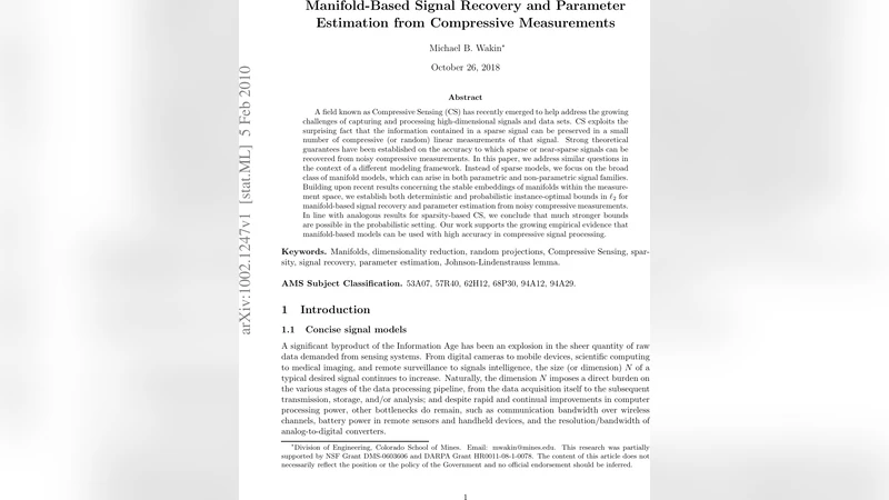 Manifold-Based Signal Recovery and Parameter Estimation from Compressive   Measurements